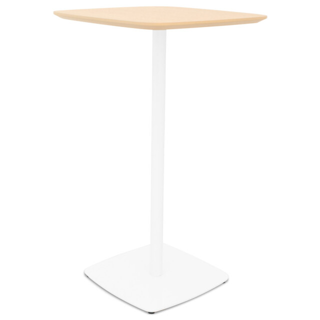 Alterego Hoge tafel 'patati' in hout met natuurlijke afwerking en wit metaal 60x60 cm 3191258 large