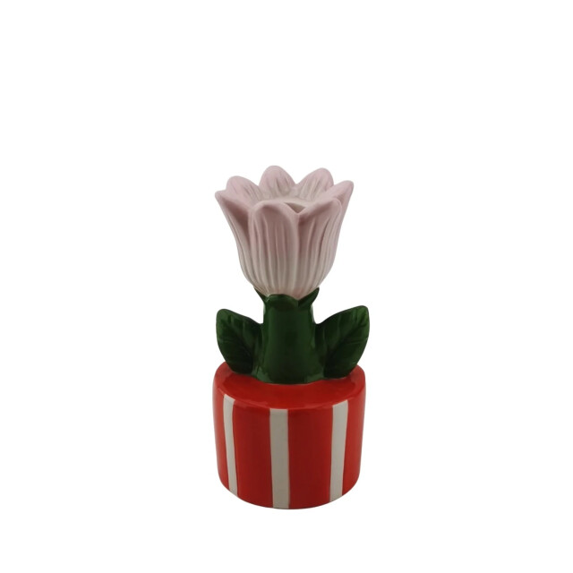 House Vitamin Candle holder tulip stoneware- orange/pink- 9x8,5x17,5cm 3190338 large