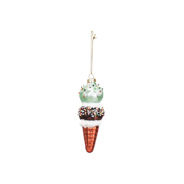 House Vitamin Xmas hanger ice cream glass -blue/brown 5x14cm 3190580 large