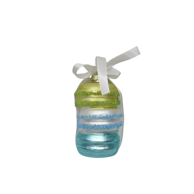House Vitamin Xmas hanger macaroon green/blue glass 7x7x10,5cm 3190540 large