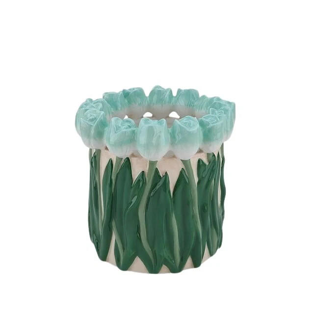 House Vitamin Vase- tulips- dolomite- mint/ green-17x17x16cm 3190344 large