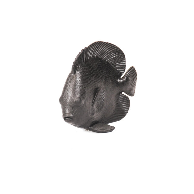 House Vitamin Ornament flat fish polyresin black 19,5x10,5x16cm 2815675 large