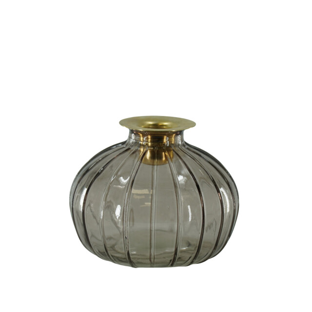 House Vitamin Candleholder- bottle glass/metal- brown/gold- 11x11x8,5cm 3190452 large