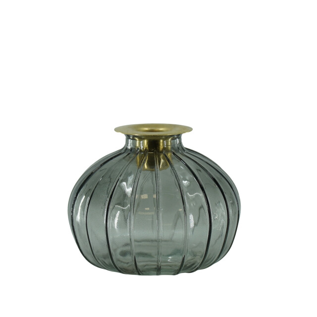 House Vitamin Candleholder- bottle glass/metal- grey/gold- 11x11x8,5cm 3190451 large