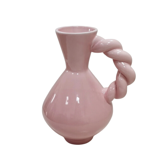 House Vitamin Vase twisted handle dolomite pink 17.5x13.5x22cm 3190330 large