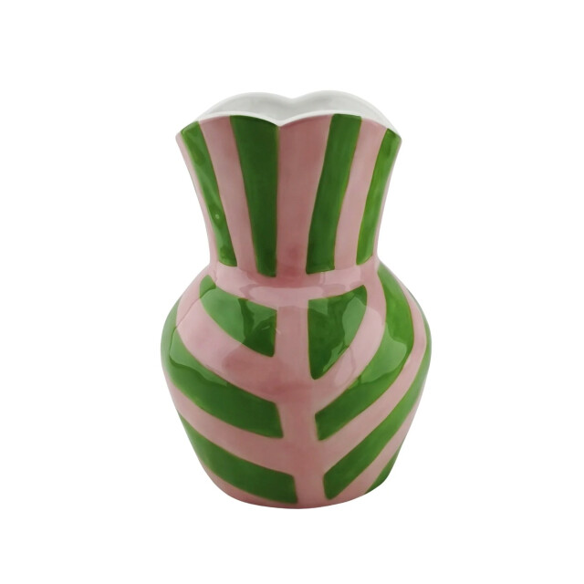 House Vitamin Vase- stripes- stoneware -green/ pink- 16x16x22cm 3190331 large