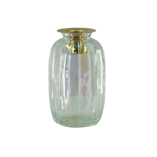 House Vitamin Candleholder- bottle glass/metal- rainbow/gold- 6x6x11,5cm 3190450 large