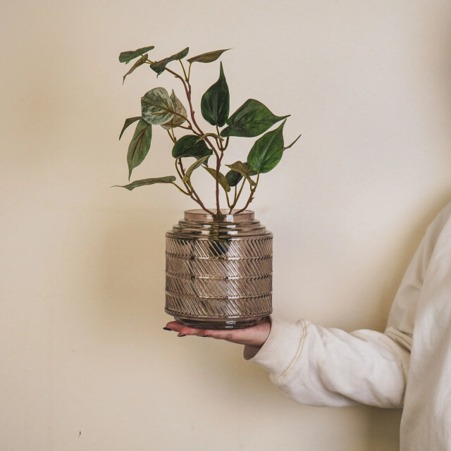 House Vitamin Vase pattern glass smokey 16x16cm 3190445 large