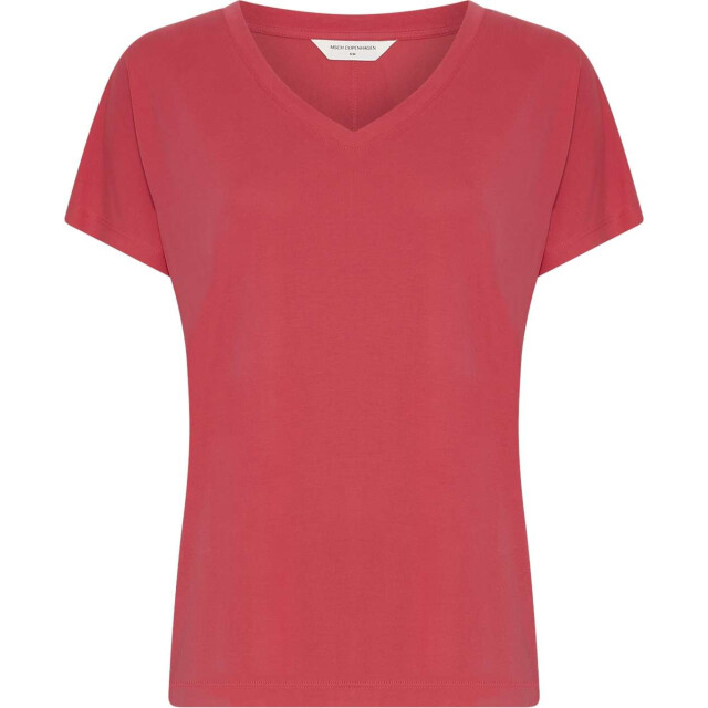 Moss Copenhagen Mschfenya modal v neck tee 18167-rose red large