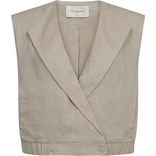 Copenhagen Muse Cmnatuli linen short waistcoat oyster grey 206233-9470 large