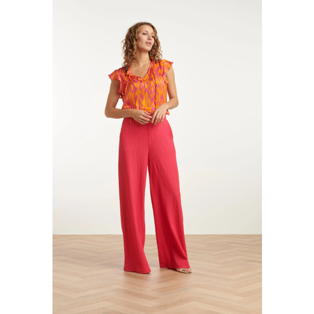 Smashed Lemon 25074 chiffon frilly top met aztec print | 25074-250-420 large