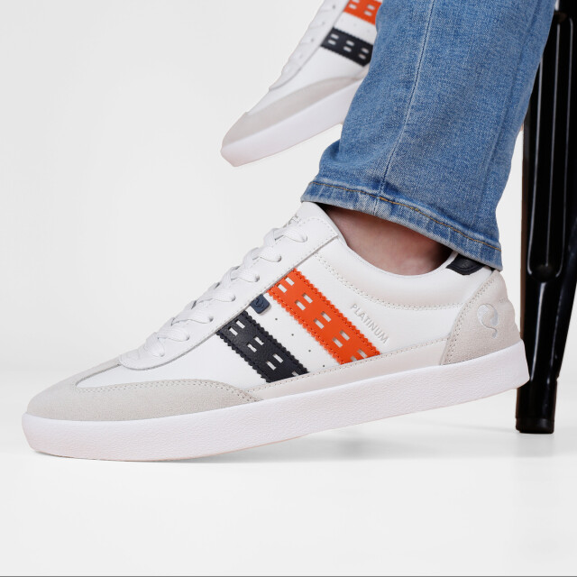 Q1905 Sneaker platinum wit/donkerblauw/oranje QM1253616-000-1 large