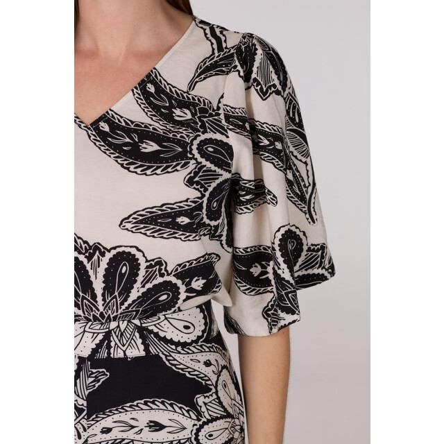 Jansen Amsterdam Fianna blouse wtt2 120 short sleeve off white/ black WTT2 120 large