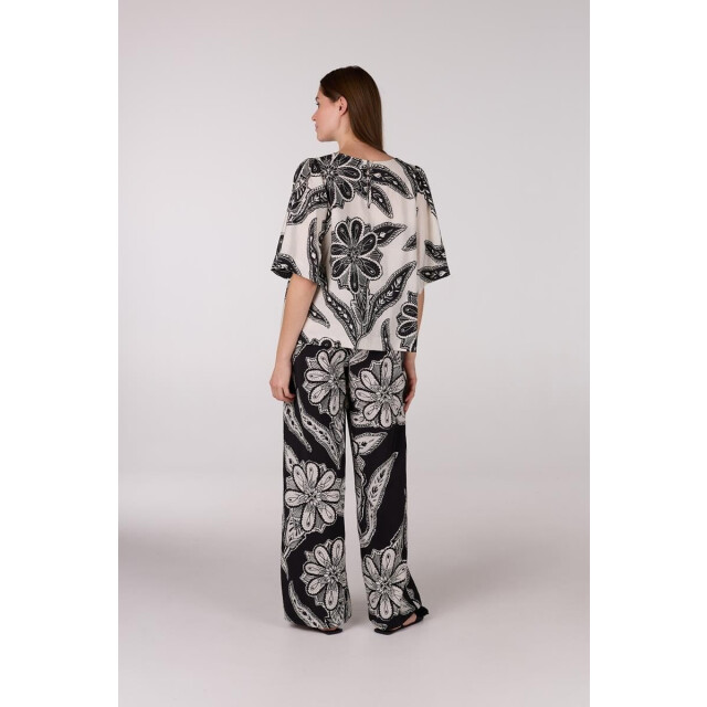 Jansen Amsterdam Fianna blouse wtt2 120 short sleeve off white/ black WTT2 120 large