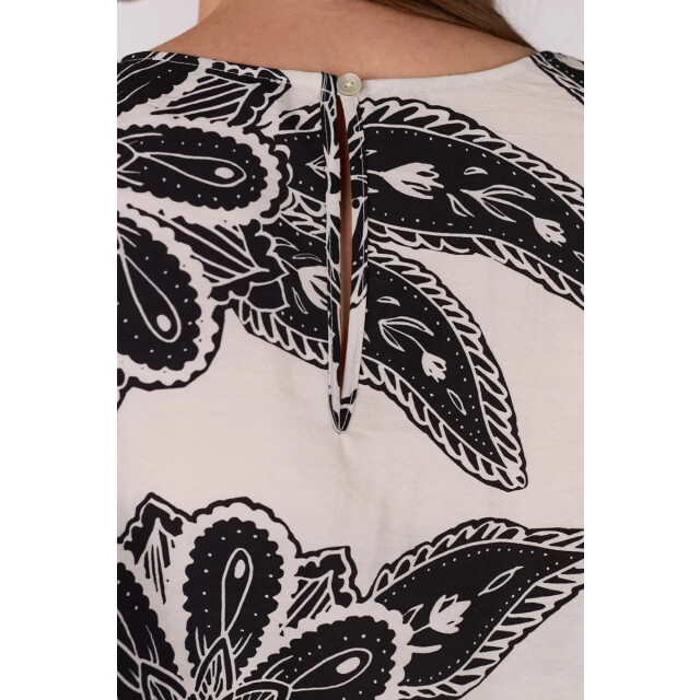 Jansen Amsterdam Fianna blouse wtt2 120 short sleeve off white/ black WTT2 120 large