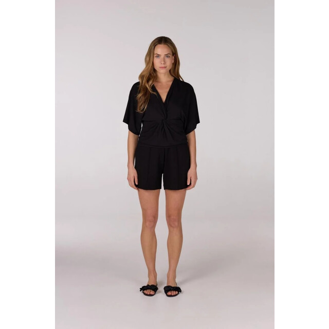 Jansen Amsterdam Forine shirt v 134 short sleeve knot detail black V134 large