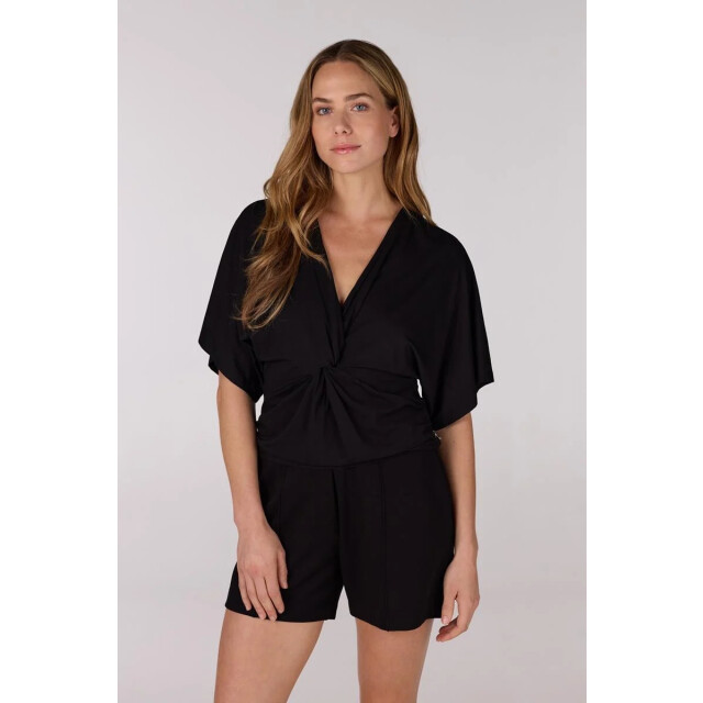 Jansen Amsterdam Forine shirt v 134 short sleeve knot detail black V134 large