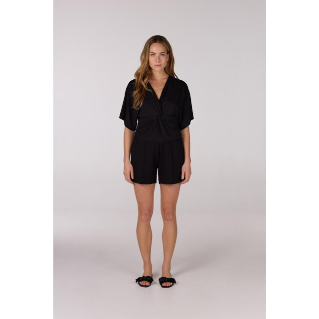 Jansen Amsterdam Forine shirt v 134 short sleeve knot detail black V134 large