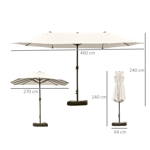 4goodz Outsunny duo-parasol met parasolvoet xl 460x270 cm creme 3192186 large