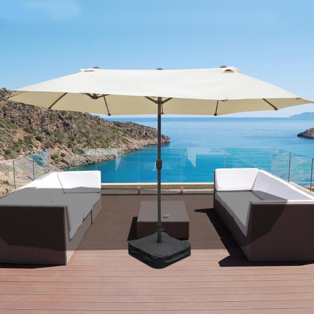 4goodz Outsunny duo-parasol met parasolvoet xl 460x270 cm creme 3192186 large
