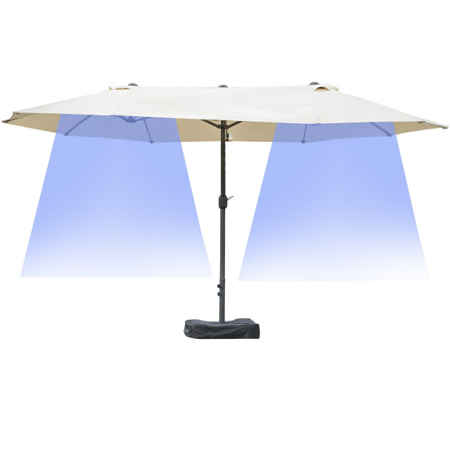 4goodz Outsunny duo-parasol met parasolvoet xl 460x270 cm creme 3192186 large