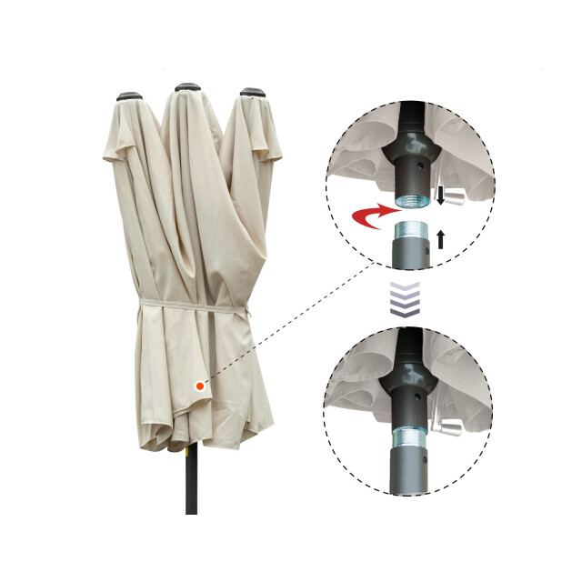 4goodz Outsunny duo-parasol met parasolvoet xl 460x270 cm creme 3192186 large