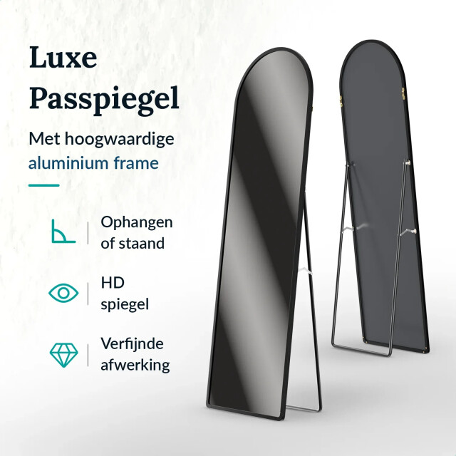 Mirlux Passpiegel ovale spiegel 160x60cm zwart 3083783 large