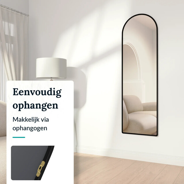 Mirlux Passpiegel ovale spiegel 160x60cm zwart 3083783 large