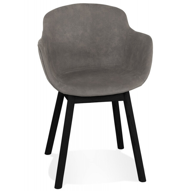 Alterego 'rupert' stoel met armleuningen in donker microvezel en zwarte houten 3190788 large