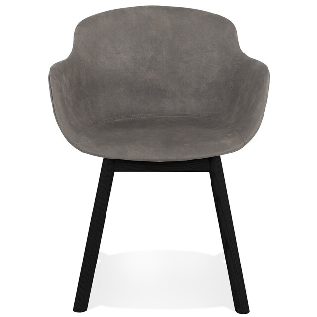 Alterego 'rupert' stoel met armleuningen in donker microvezel en zwarte houten 3190788 large
