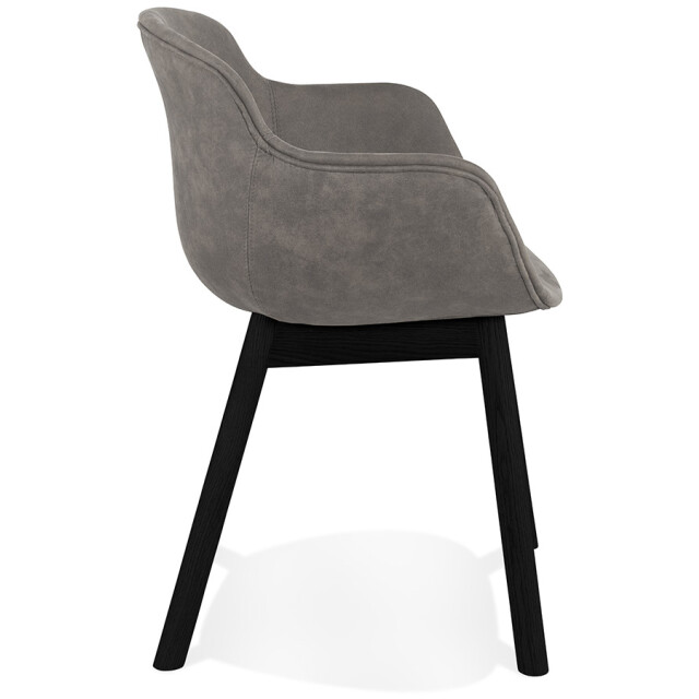 Alterego 'rupert' stoel met armleuningen in donker microvezel en zwarte houten 3190788 large