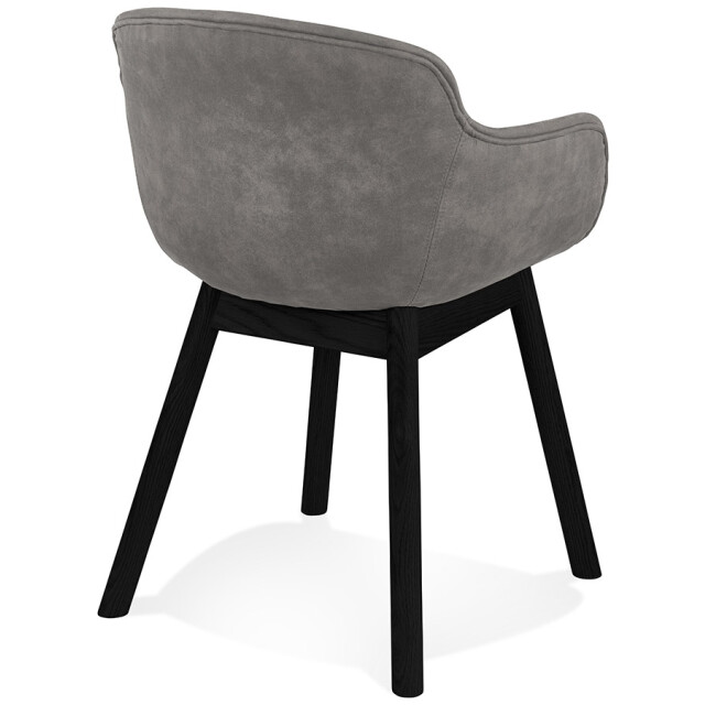 Alterego 'rupert' stoel met armleuningen in donker microvezel en zwarte houten 3190788 large