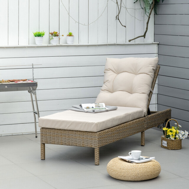 4goodz Outsunny ligbed rotan rug verstelbaar met wielen - 3192321 large
