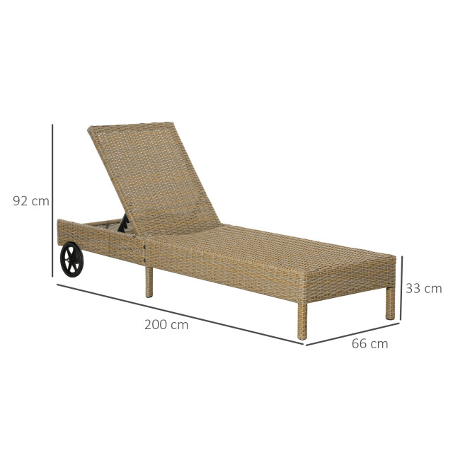 4goodz Outsunny ligbed rotan rug verstelbaar met wielen - 3192321 large