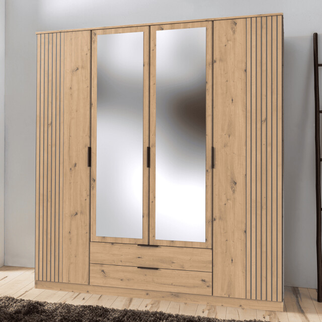 CaliCosy Kast 4 draaideuren met 1 spiegel en 2 laden l180 cm luebeck 3192260 large