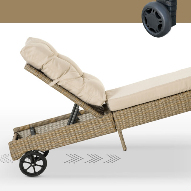 4goodz Outsunny ligbed rotan rug verstelbaar met wielen - 3192321 large