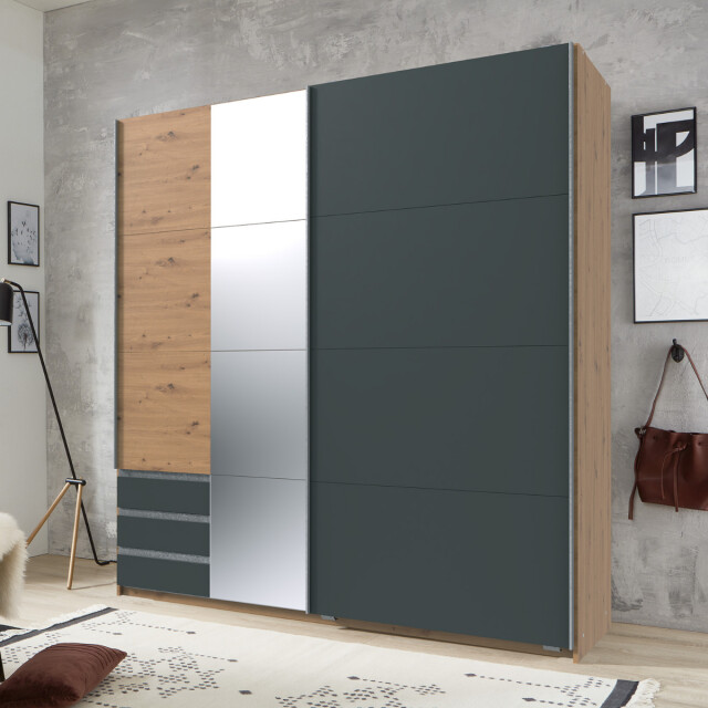 CaliCosy Kast 2 schuifdeuren met 1 spiegel en 3 laden h198 cm aurich 3192241 large