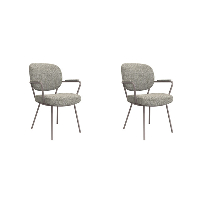 Label51 Eetkamerstoel lausanne truffel boucle set van 2 3172701 large
