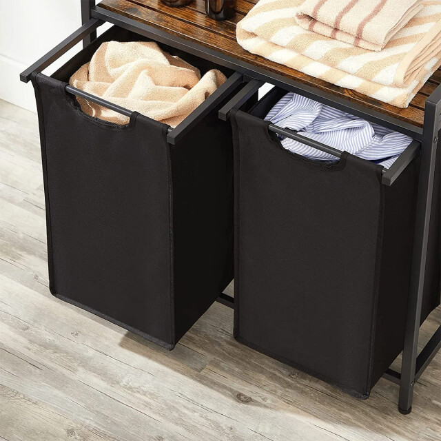 CaliCosy Wasmand met 2 zakken van zwart oxford-stof en metalen frame l73 x h72 cm 2929415 large