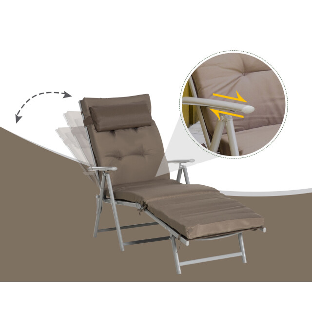 4goodz Comfortabel ligbed 5-standen ligstoel met bruin kussen 3192184 large