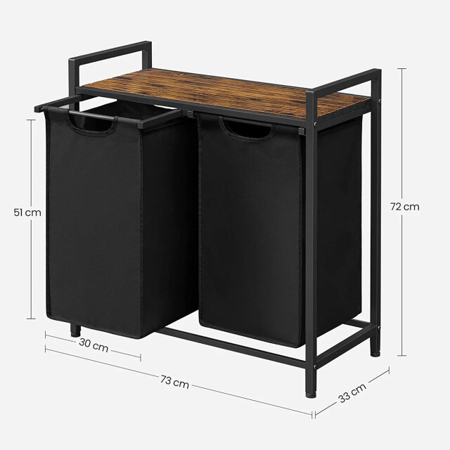 CaliCosy Wasmand met 2 zakken van zwart oxford-stof en metalen frame l73 x h72 cm 2929415 large