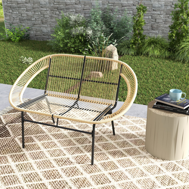 4goodz Outsunny 2-zits rattan tuinbank in boho-stijl kaki 3192182 large