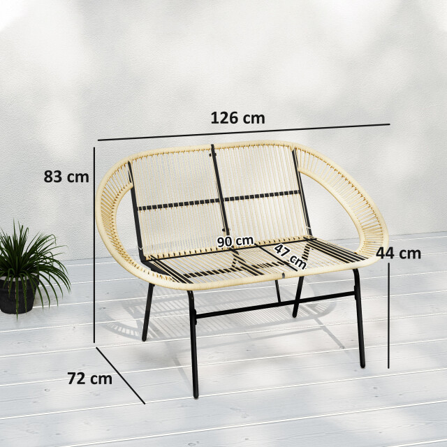 4goodz Outsunny 2-zits rattan tuinbank in boho-stijl kaki 3192182 large