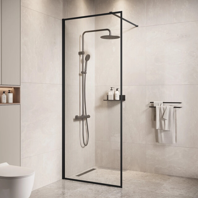 Badplaats Douchewand georgia 90 x 200 cm zwart – inloopdouche 8 mm 3192188 large