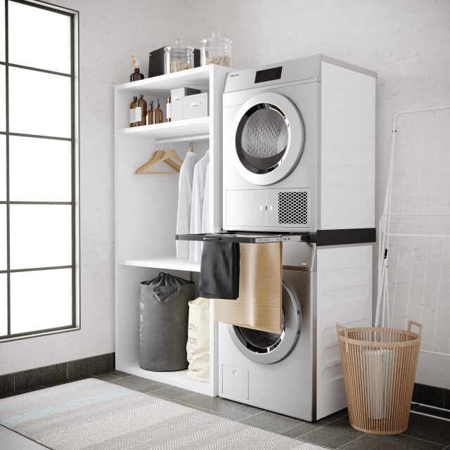 Wasophoogte ® tussenstuk wasmachine & droger met droogrek zwart 3188009 large