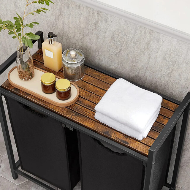 CaliCosy Wasmand met 2 zakken van zwart oxford-stof en metalen frame l73 x h72 cm 2929415 large