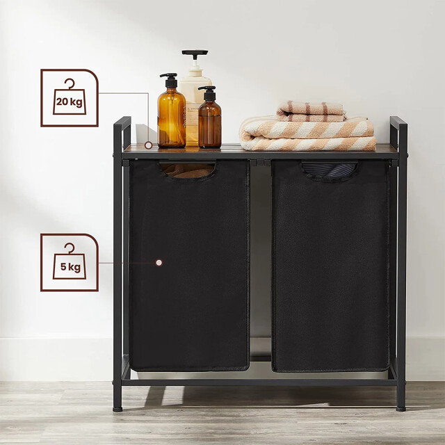 CaliCosy Wasmand met 2 zakken van zwart oxford-stof en metalen frame l73 x h72 cm 2929415 large