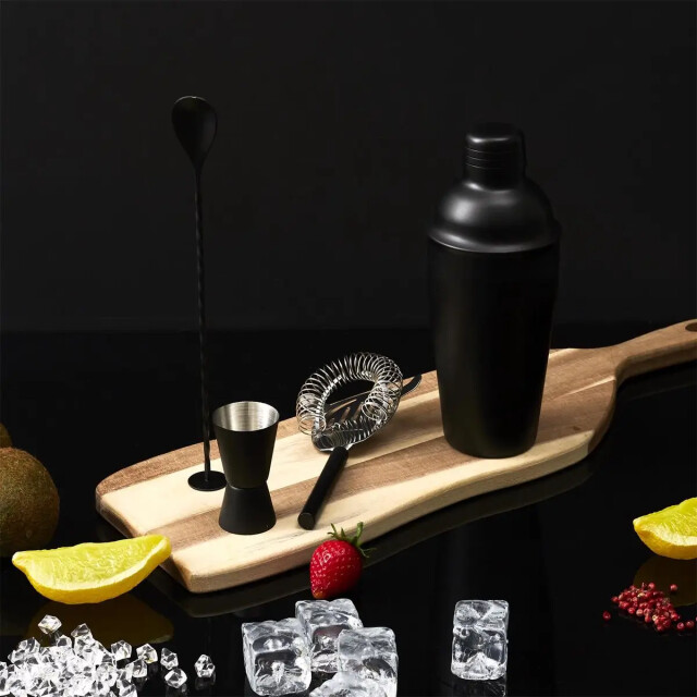 WDMT Vierdelig rvs cocktail set mat zwart 3192463 large