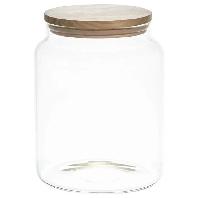 WDMT Glazen voorraadpot met houten deksel 2.4 l transparant 3192424 large