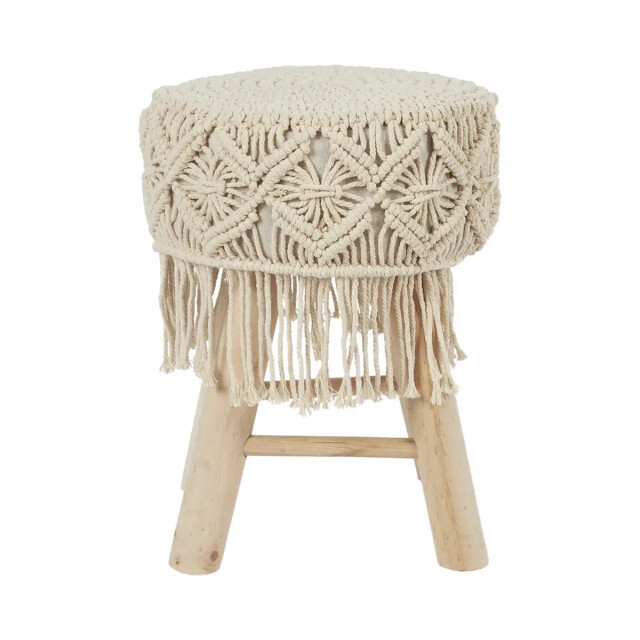 WDMT Houten kruk met bohemian macramé kussen 3192523 large